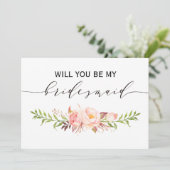 Rustic Floral... ben je mijn bruidsmeisje | 2side- Kaart (Staand voorkant)