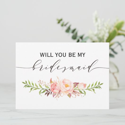 Rustic Floral... ben je mijn bruidsmeisje | 2side- Kaart (Staand voorkant)
