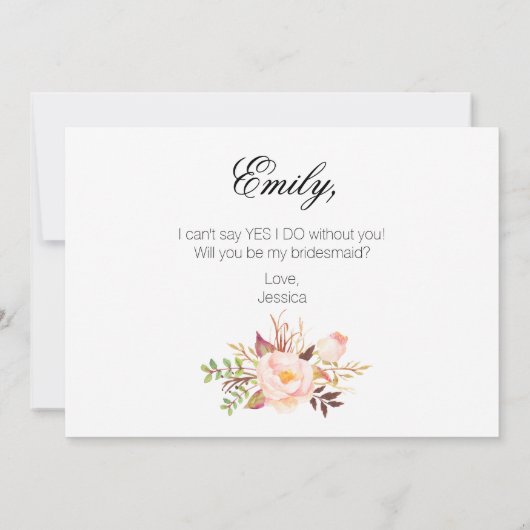Rustic Floral... ben je mijn bruidsmeisje | 2side- Kaart (Achterkant)