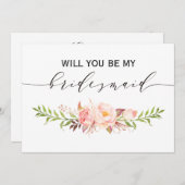 Rustic Floral... ben je mijn bruidsmeisje | 2side- Kaart (Voorkant / Achterkant)