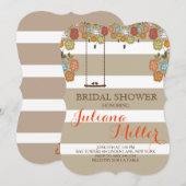 Rustic Floral Bird Swing Bridal Shower Invitation Kaart (Voorkant / Achterkant)