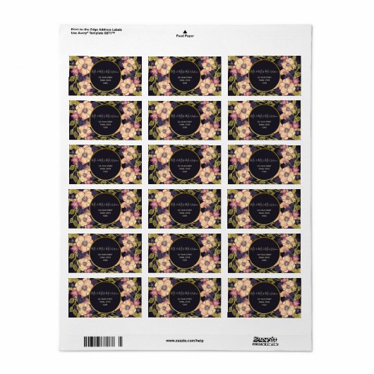 Rustic Floral Black Etiket (Full Sheet)