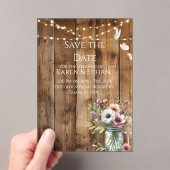 Rustic Floral Blossoms Save the Date Invitation  Acryl Uitnodigingen (Insitu (Draagbaar))