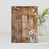Rustic Floral Blossoms Save the Date Invitation  Kaart (Staand voorkant)