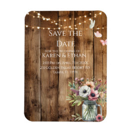 Rustic Floral Blossoms Save the Date Invitation  Magneet