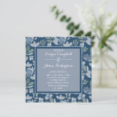 Rustic Floral Blue and Blauwgroen Floral Wedding I Kaart (Staand voorkant)