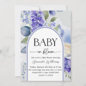 Rustic Floral Blue Baby in Bloom Boy Baby Shower Kaart (Voorkant)