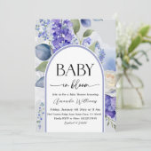Rustic Floral Blue Baby in Bloom Boy Baby Shower Kaart (Staand voorkant)