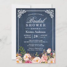 Rustic Floral Blue Chalkboard Classy Vrijgezellenf