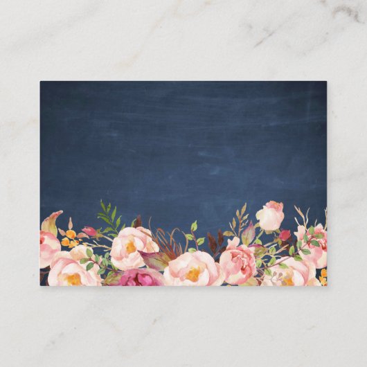 Rustic Floral Blue Chalkboard Wedding Insert Kaart (Achterkant)