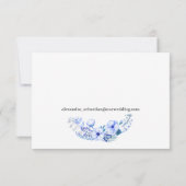 Rustic Floral Blue Waterverf Flowers Wedding RSVP (Achterkant)