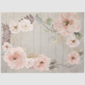 Rustic Floral Blush Pink Boho Waterverf Hood Tissuepapier (Voorkant)