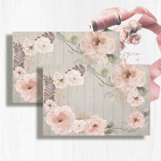 Rustic Floral Blush Pink Boho Waterverf Hood Tissuepapier