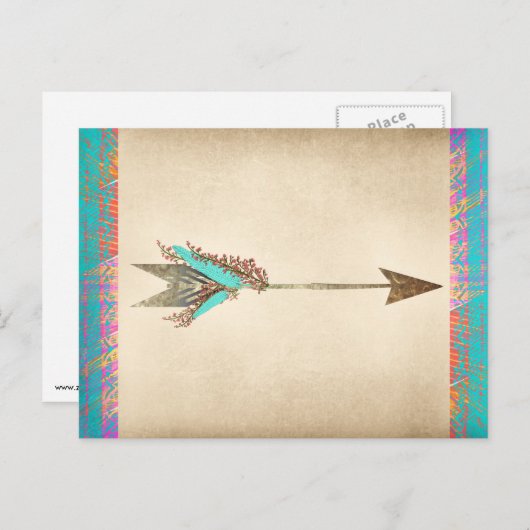 Rustic Floral Bohemian Arrow Briefkaart (Voorkant / Achterkant)