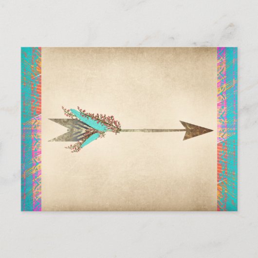 Rustic Floral Bohemian Arrow Briefkaart (Voorkant)