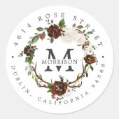Rustic Floral | Boho Botanical Return Address Ronde Sticker (Voorkant)
