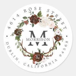 Rustic Floral | Boho Botanical Return Address Ronde Sticker