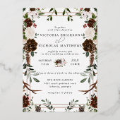 Rustic Floral | Boho Botanical Wedding Invitation Folie Uitnodiging (Voorkant)