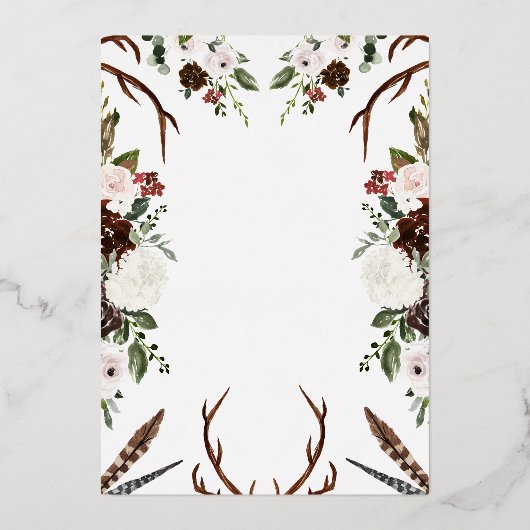 Rustic Floral | Boho Botanical Wedding Invitation Folie Uitnodiging (Achterkant)