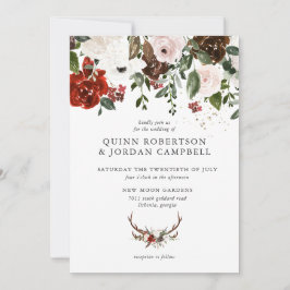 Rustic Floral | Boho Botanical Wedding Invitation Kaart