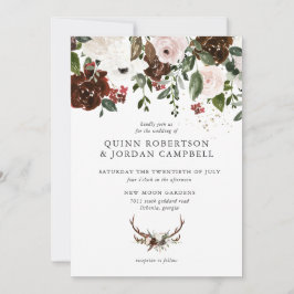 Rustic Floral | Boho Botanical Wedding Invitation Kaart