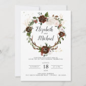 Rustic Floral | Boho Botanical Wedding Invitation Kaart (Voorkant)
