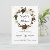 Rustic Floral | Boho Botanical Wedding Invitation Kaart (Staand voorkant)