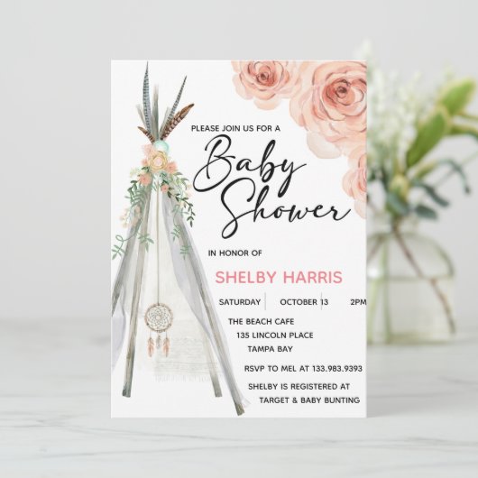 Rustic Floral Boho Dreamweaver Teepee Waterverf (Staand voorkant)