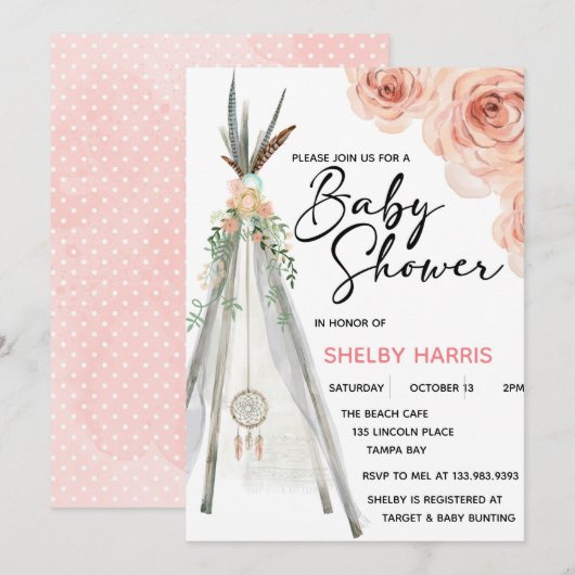 Rustic Floral Boho Dreamweaver Teepee Waterverf (Voorkant / Achterkant)