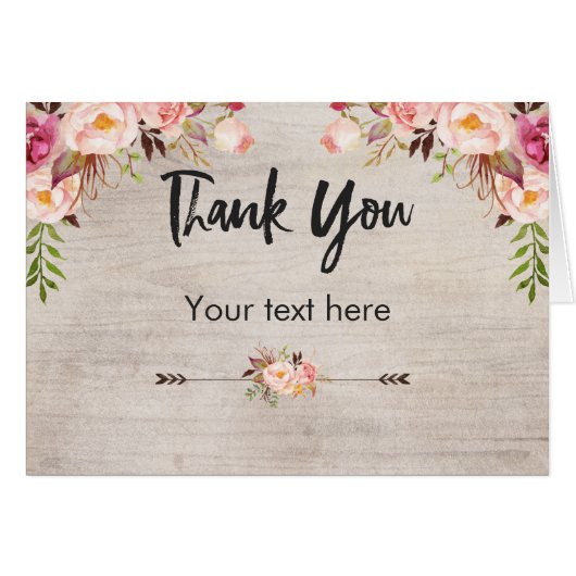 Rustic Floral Boho Folding Card (Voorkant Horizontaal)