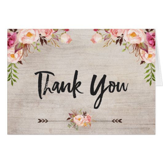 Rustic Floral Boho Folding Card (Voorkant Horizontaal)