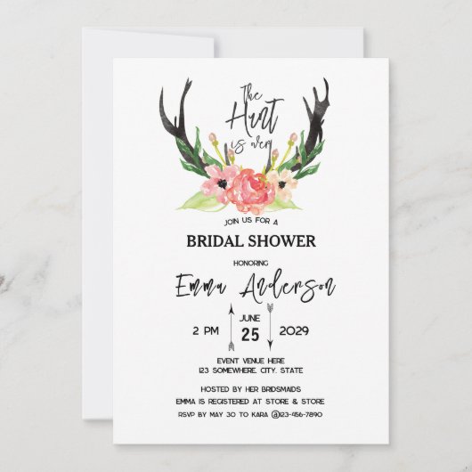 Rustic Floral Boho Hunt is over Vrijgezellenfeest Kaart (Voorkant)