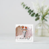 Rustic Floral Boho Koe Skull & Earthy Waterverf Vierkante Visitekaartje (Staand voorkant)