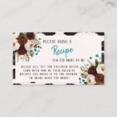 Rustic Floral Boho Recipe Request Bridal Shower Informatiekaartje (Voorkant)