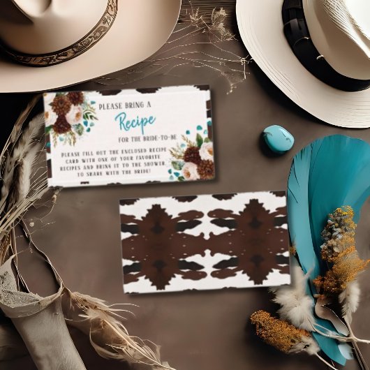 Rustic Floral Boho Recipe Request Bridal Shower  Informatiekaartje
