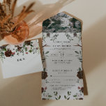 Rustic Floral Boho | Uitnodiging voor één weddensc<br><div class="desc">Een knettervuur, een woodgeur en een grote ambitie is waar dit collectie om draait! Maak een palet van warme zwarte browns en romantische merlots! Met een delicaat ivoor en bosgroen om het in te dammen. Deze onderschatte combo komt onverwacht op de mooiste manier samen. Geweldig voor zwarte stropdas zaken of...</div>