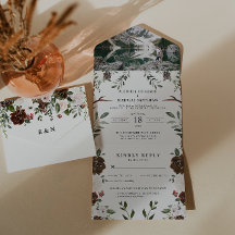Rustic Floral Boho | Uitnodiging voor één weddensc