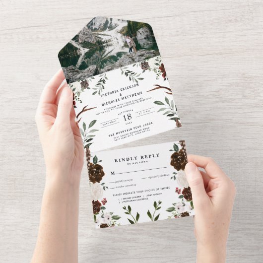Rustic Floral Boho | Uitnodiging voor één weddensc (Afscheurbaar)