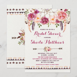 Rustic Floral Boho Uitnodiging Vrijgezellenfeest