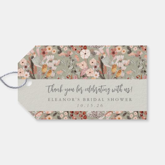 Rustic Floral Boho Vrijgezellenfeest Aangepast bed Cadeaulabel (Achterkant Horizontaal)
