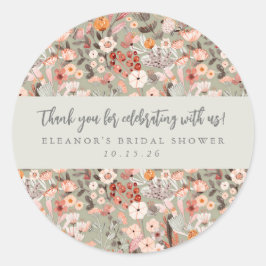 Rustic Floral Boho Vrijgezellenfeest Aangepast bed Ronde Sticker