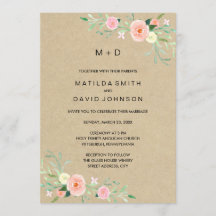 Rustic Floral Boho Wedding Invitation