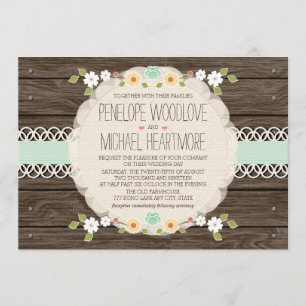 RUSTIC FLORAL BOHO WEDDING INVITATIONS KAART