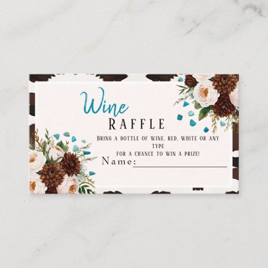 Rustic Floral Boho Wine Raffle Bridal Shower  Informatiekaartje (Voorkant)