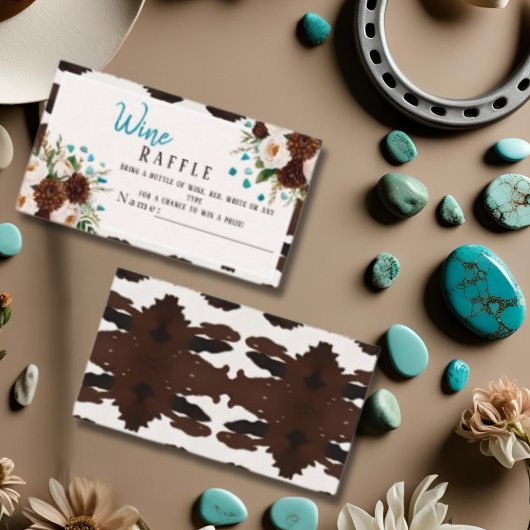 Rustic Floral Boho Wine Raffle Bridal Shower  Informatiekaartje