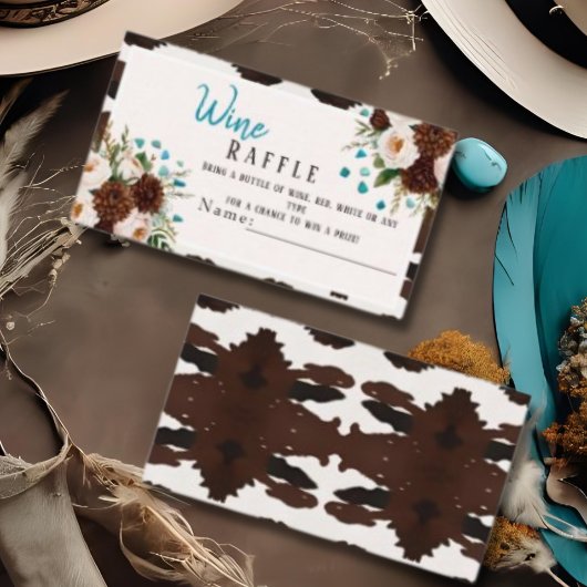 Rustic Floral Boho Wine Raffle Bridal Shower  Informatiekaartje
