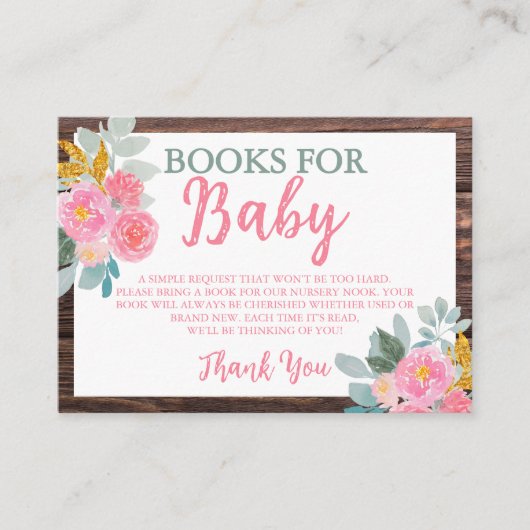 Rustic Floral Book for Baby Enclosure Card Informatiekaartje (Voorkant)