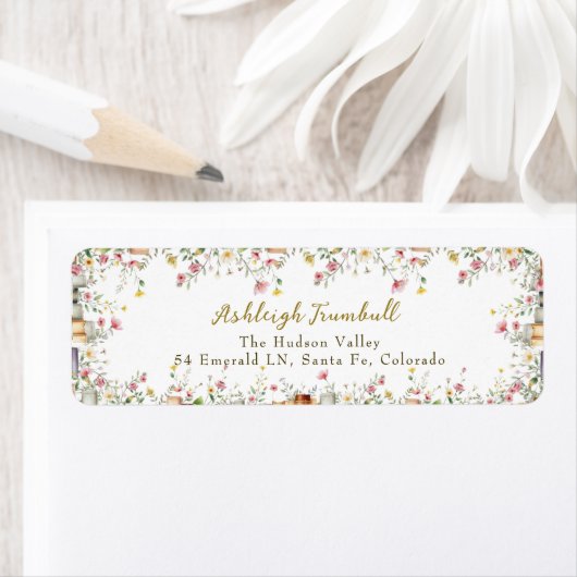 Rustic Floral Book Vrijgezellenfeest Retouradres Etiket (Insitu)