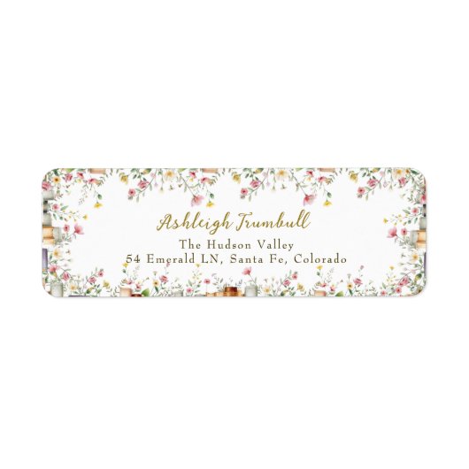 Rustic Floral Book Vrijgezellenfeest Retouradres Etiket (Voorkant)