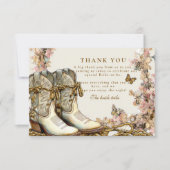 Rustic Floral Boots Bridal Shower Bedankkaart (Voorkant)